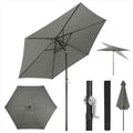 WOLTU Parasol de Jardin Hexagonal,270cm,Parasol Inclinable avec Manivelle,pour Balcon,Terrasse,Plage,Anti-UV,Gris Foncé(Beige/Diamètre : 240 cm)