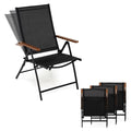 Lot de 4 Chaises Pliantes de Jardin COSTWAY, Dossier Ajustable à 5 Positions, Accoudoirs, Cadre en Métal, Extérieur Intérieur, Noir(Noir/Lot de 2)