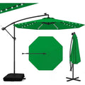 GIANTEX Parasol de Jardin Extérieur avec Pied - 3x3M - 40 Lampes Solaires - Inclinable - Manivelle - 8 Baleines - UPF50+, Vert(Beige/300 x 300 x 240 cm/32 LED)