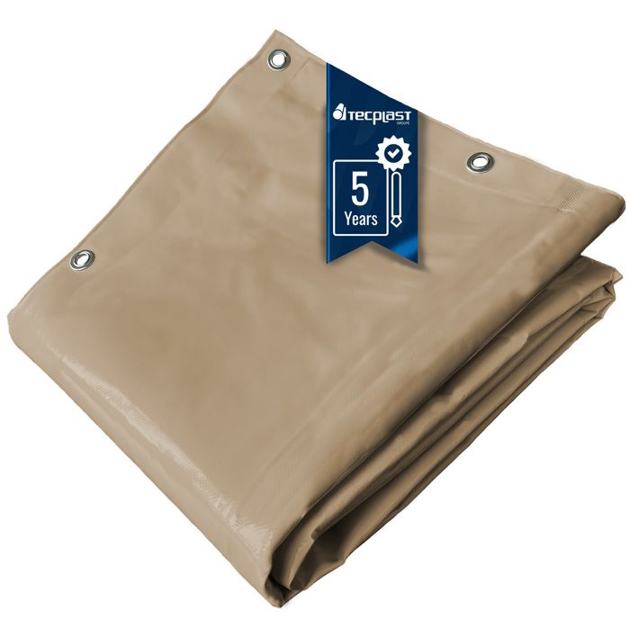 TECPLAST Bâche pour Carport 4x4 m LP506CP Beige foncé - Garantie 5 ans - Toile PVC étanche pour abri de voiture(Beige foncé/2 x 3 m)
