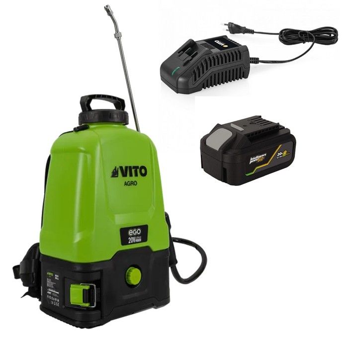 Pulvérisateur à Batterie 20V - 16L 5bar + Batterie Lithium 4Ah + Chargeur Végetaux jardin toitures VITO(Pulvérisateur + batterie 4 Ah)
