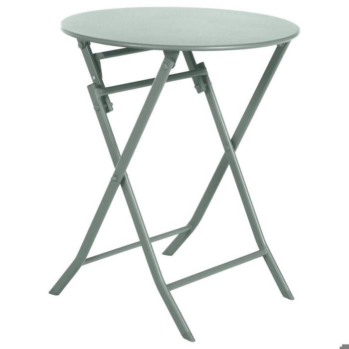 Table de jardin pliante ronde Greensboro vert olive 2 places en acier traité époxy - Hespéride(Vert/2 places)